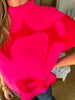 Big Flower Knit Top- Hot Pink/Red