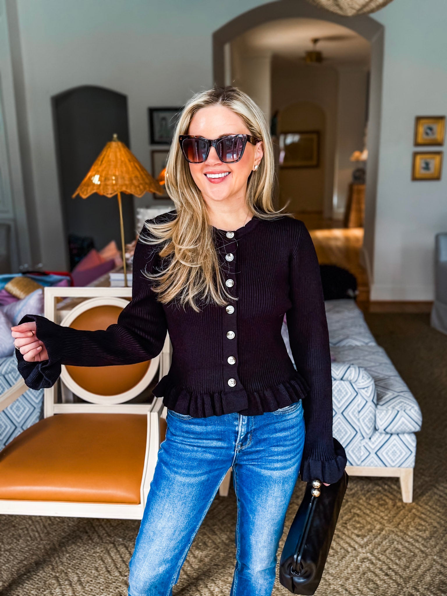 Falling for Cozy Knit Cardigan-Black