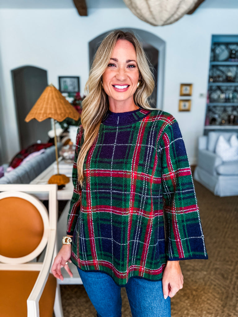 Tree Topper Plaid Top-Navy