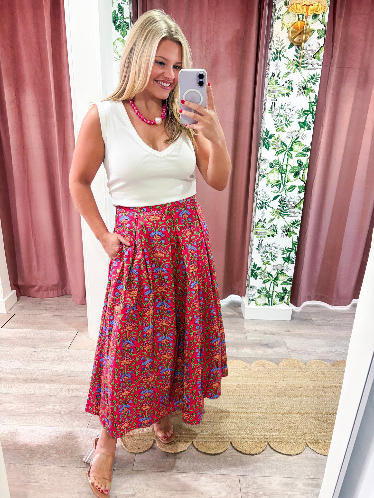 Gardenia Glow Midi Skirt