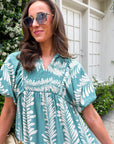 Sunkissed Glow Midi Dress- Dusty Mint/Cream