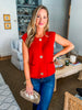 Preppy Moment Sweater Vest- Red