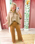 Softly Spoken Sweater Cape Cardigan-Latte