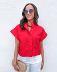 Timeless Touch Collar Top-Red