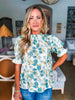 Carefree Charm Floral Top-Light Teal