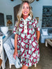 Blossom Floral Bliss Mini Dress-Burgundy