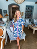Tropical Villa Mini Dress-Slate Blue
