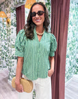 Sweetheart Puff Sleeve Top-Green