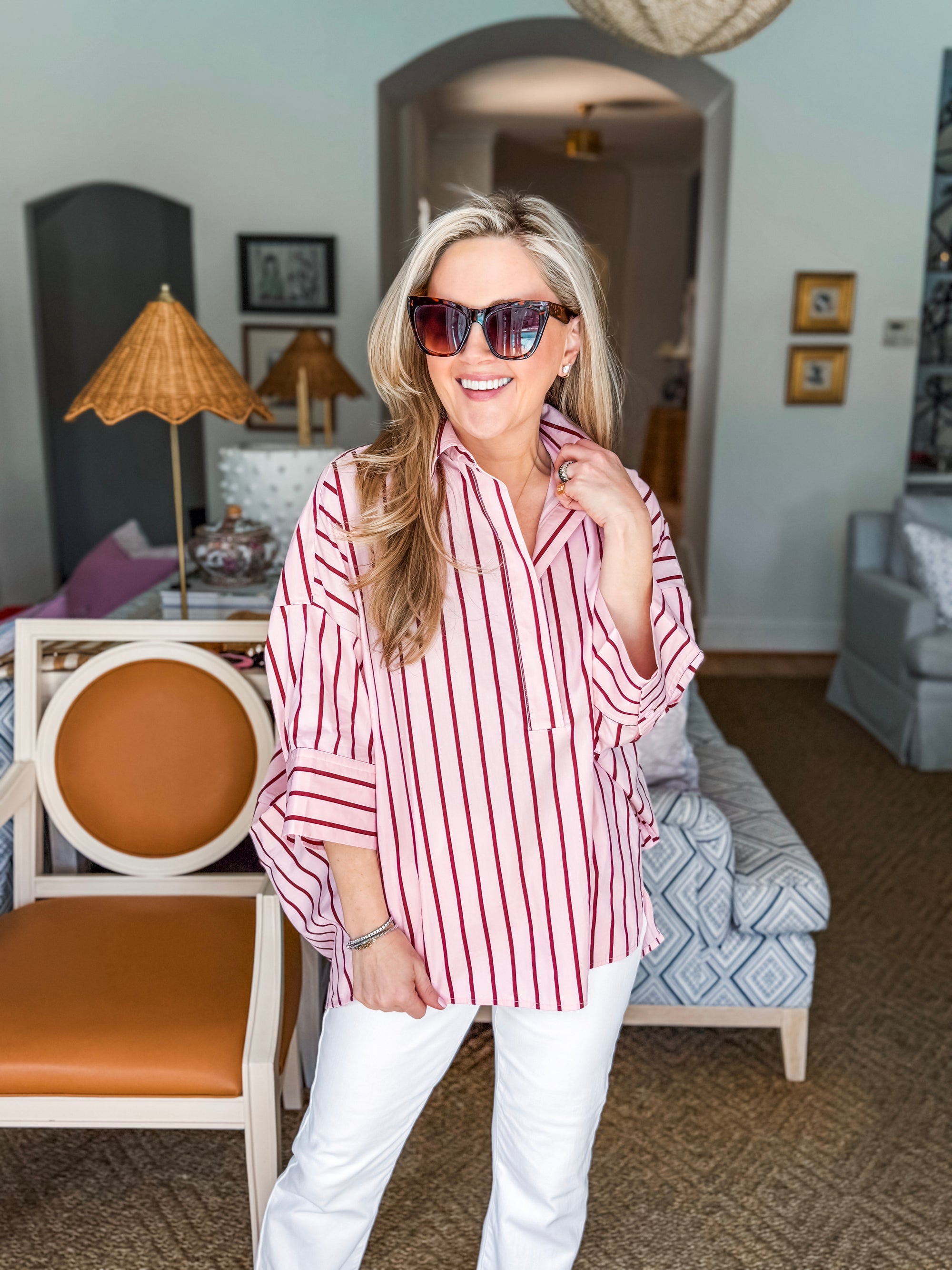 Happy Heart Oversized Striped Top