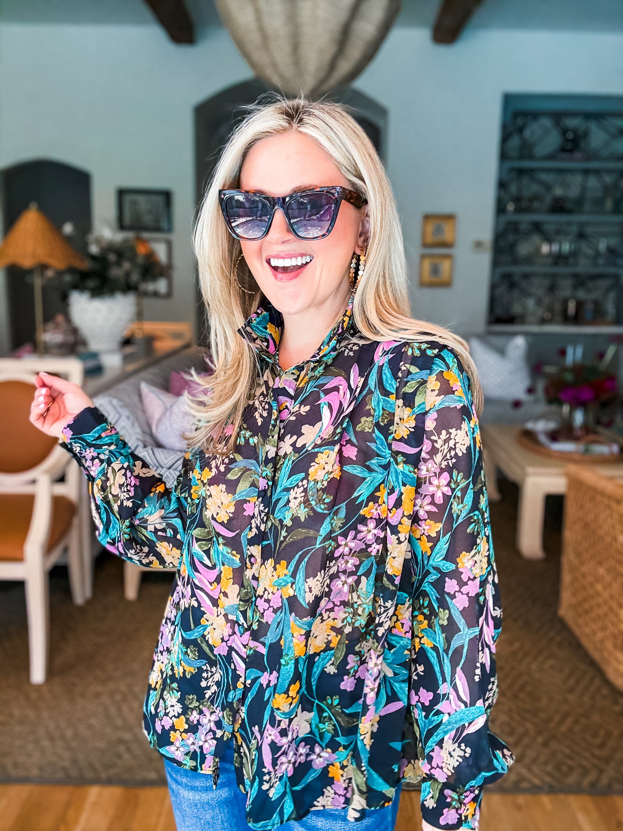 Midnight Garden Floral Top