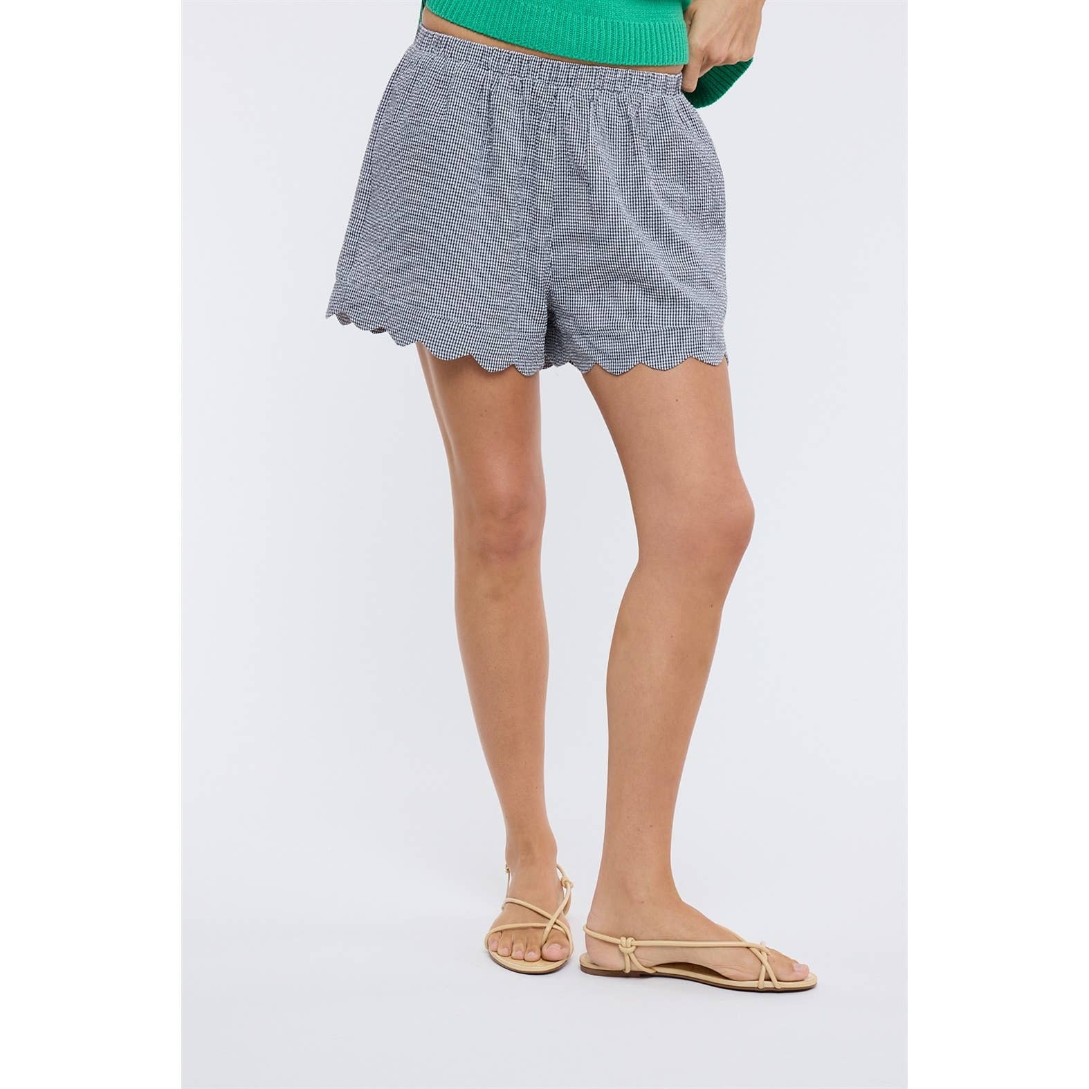 Gingham Scalloped Shorts