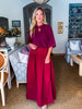 Fit & Flare Maxi Skirt-Wine
