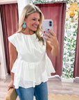 Sunday Melody Peplum Top-Off White