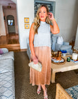Sweet Pleats Dress-Heather Gray