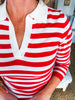 Maine Mornings Striped Top- Red