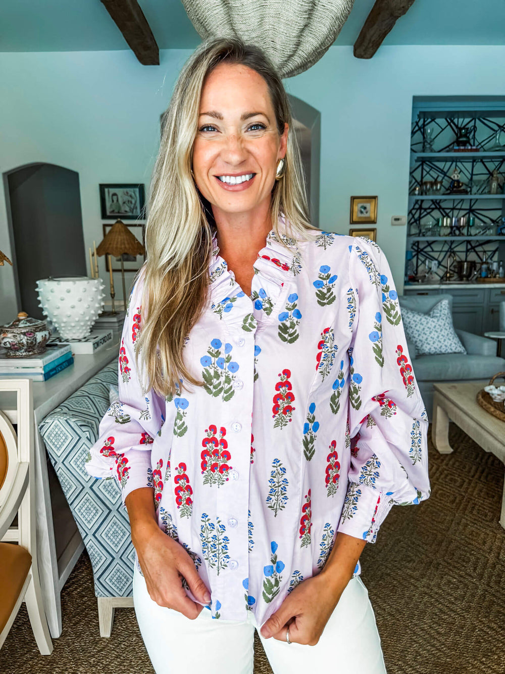 Cheery Meadows Floral Top-Lilac