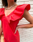 Flirt Alert Mini Dress- Red