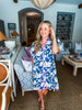 Tropical Villa Mini Dress-Slate Blue