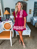 Magic Moment Floral Mini Dress-Burgundy