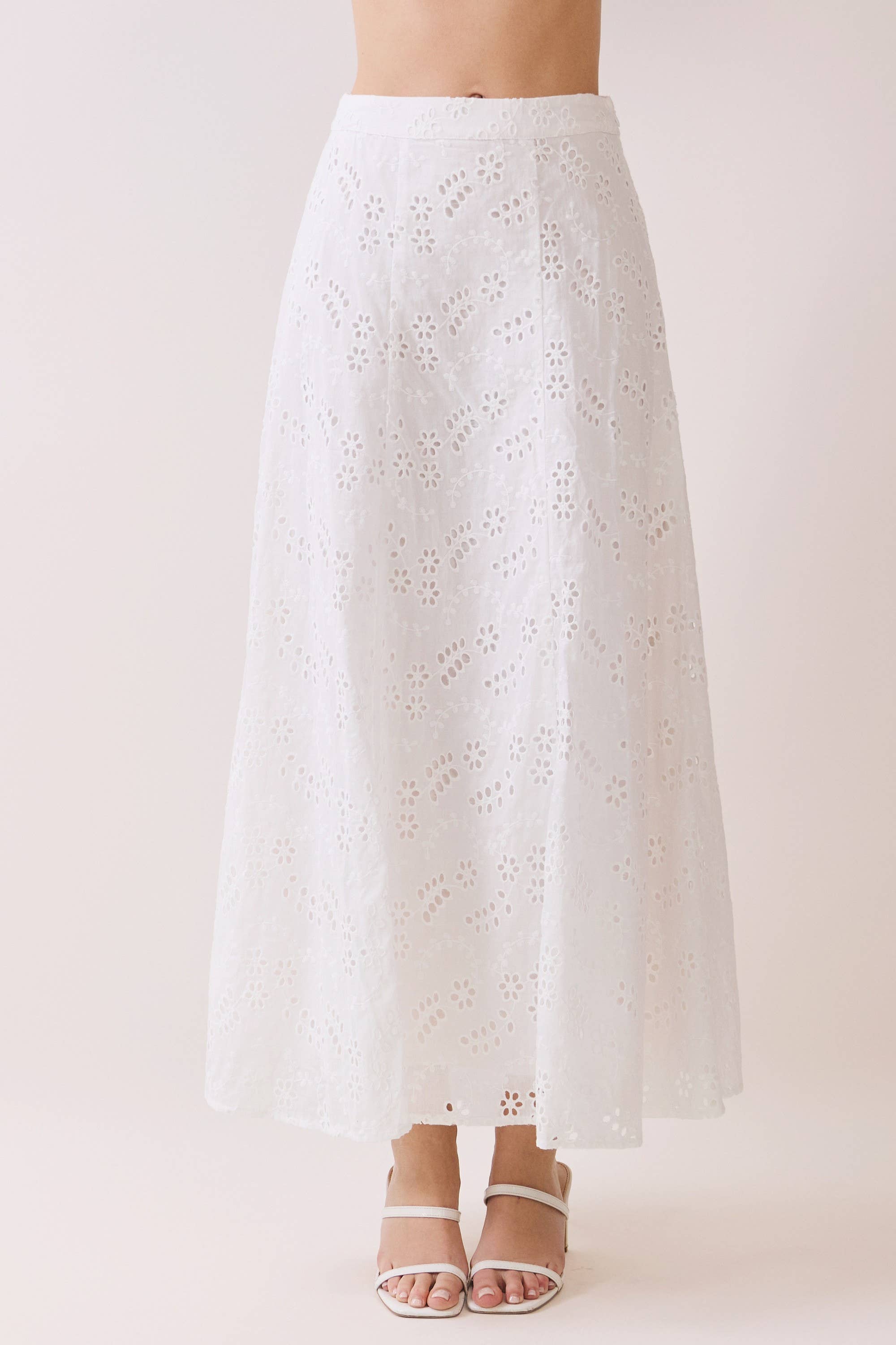 Ashton Eyelet A Line Midi Skirt