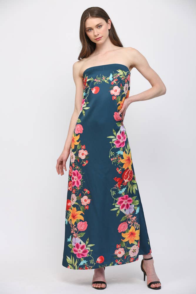 Summer Sorbet Strapless Maxi Dress