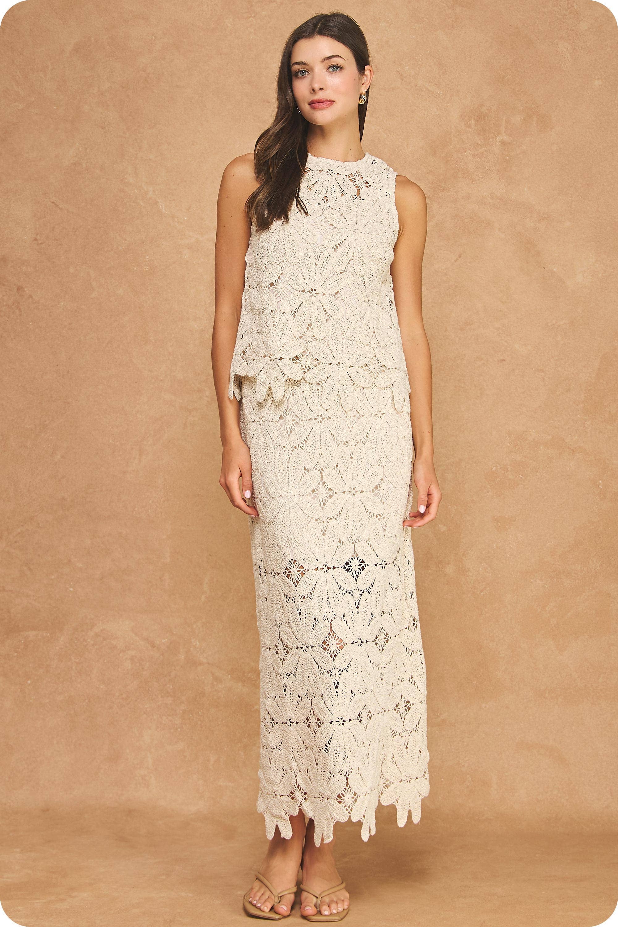 Wisteria Crochet Midi Skirt