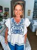 Greek Isle Embroidered Top