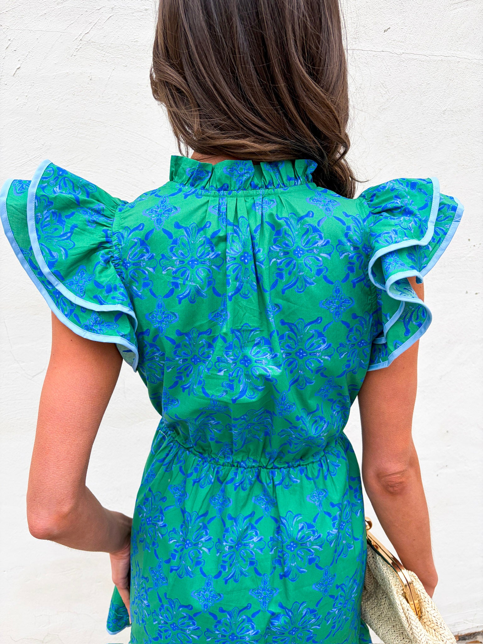Ocean Bliss Flutter Sleeve Mini Dress