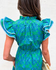 Ocean Bliss Flutter Sleeve Mini Dress