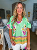 Resort Life Floral Top-Green Apple