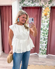 Sunday Melody Peplum Top-Off White