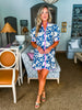 Tropical Villa Mini Dress-Slate Blue