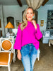 Solid Staple Knit Top- Magenta