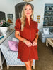 Dynamic Details Jacquard Mini Dress-Rust