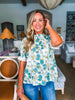 Carefree Charm Floral Top-Light Teal