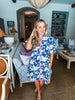 Tropical Villa Mini Dress-Slate Blue