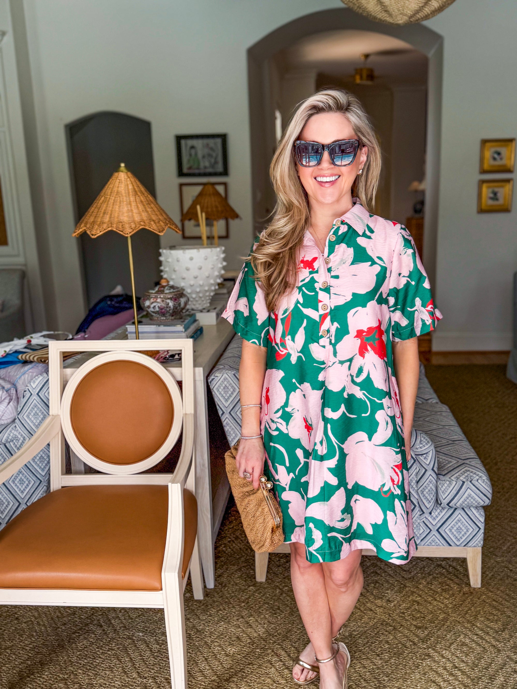 PREORDER: Tropical Paradise Floral Shirt Dress