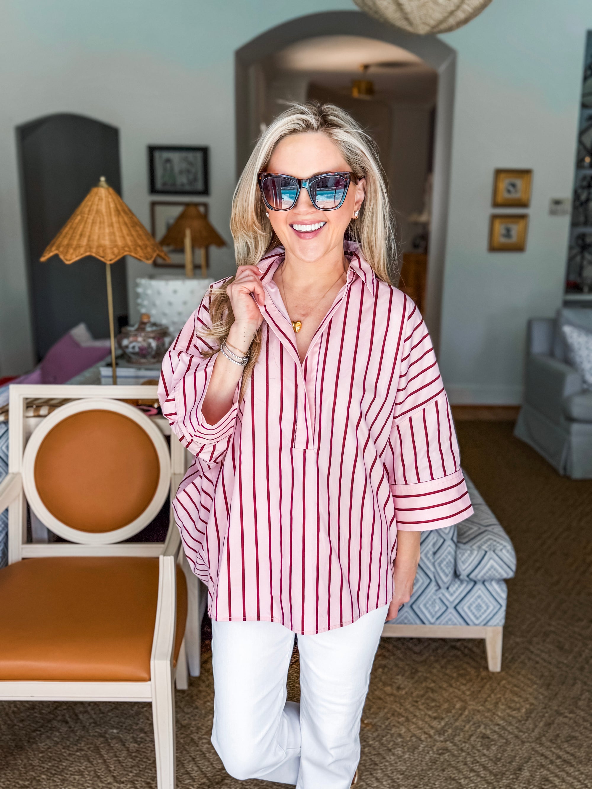 Happy Heart Oversized Striped Top