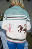 Cowboy Desert Zip-up Cardigan-Pesto
