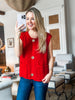 Preppy Moment Sweater Vest- Red