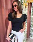 Perfect Fit Puff Sleeve Top-Black
