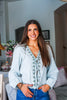 Blossom Sage Embroidered Top