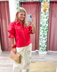 Seaside Zipper Front Jacket-Red