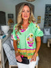 Resort Life Floral Top-Green Apple