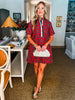 Joyful Plaid Mini Dress-Red