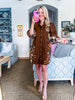 Crimson Petal Mini Dress-Brown