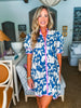 Tropical Villa Mini Dress-Slate Blue