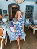 Tropical Villa Mini Dress-Slate Blue