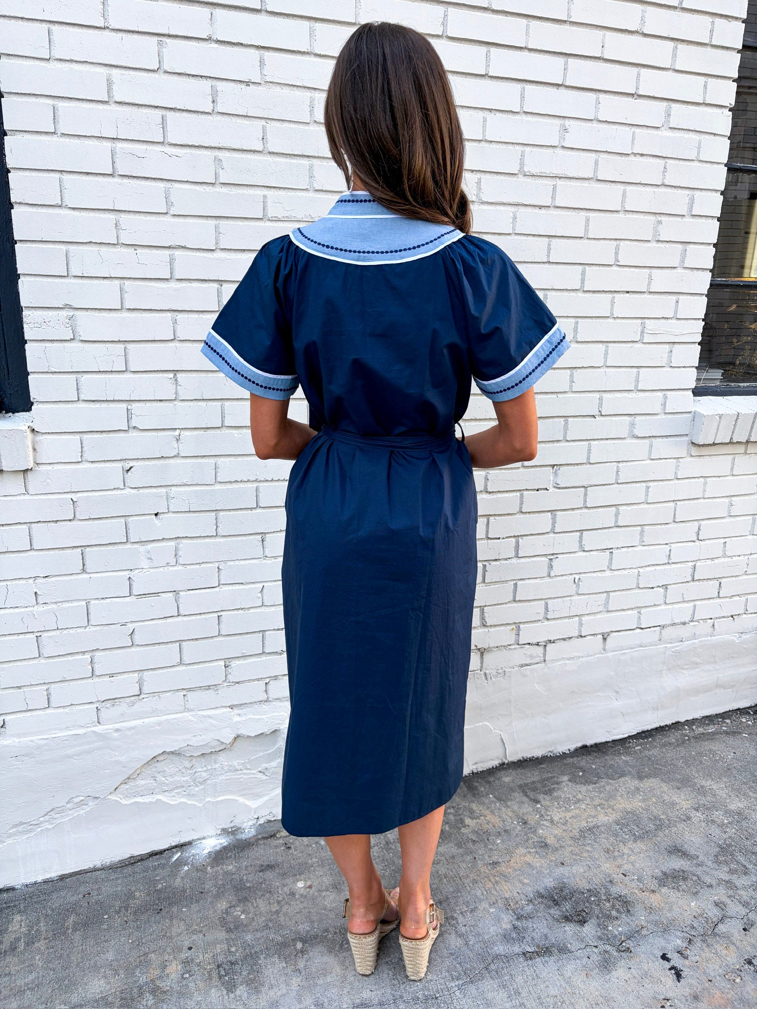 Market Walks Belted Dress-Navy