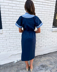 Market Walks Belted Dress-Navy